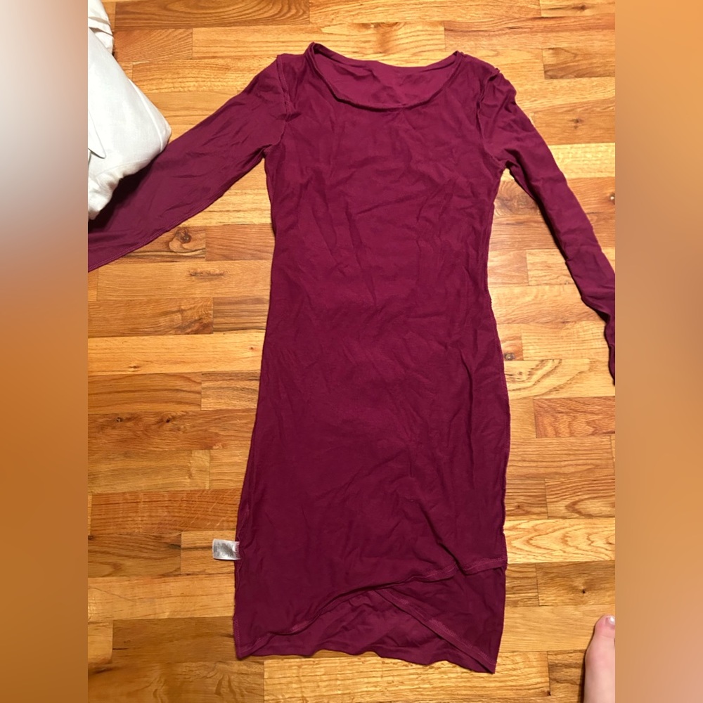 Leith long sleeve ruched mini dress in purple